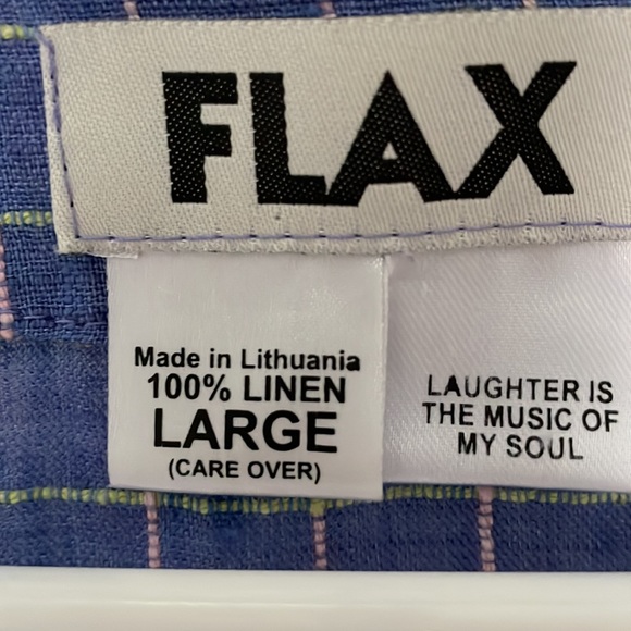 Flax Linen Plaid Button Up Oversized Top - Picture 5 of 7